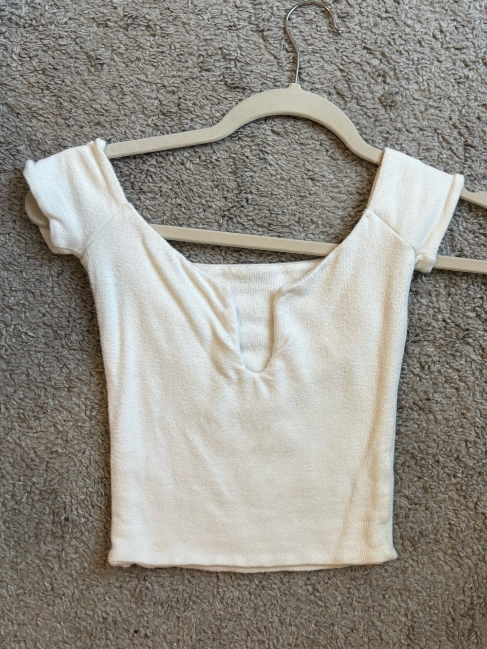 Textured Off-Shoulder Cream Women's Top